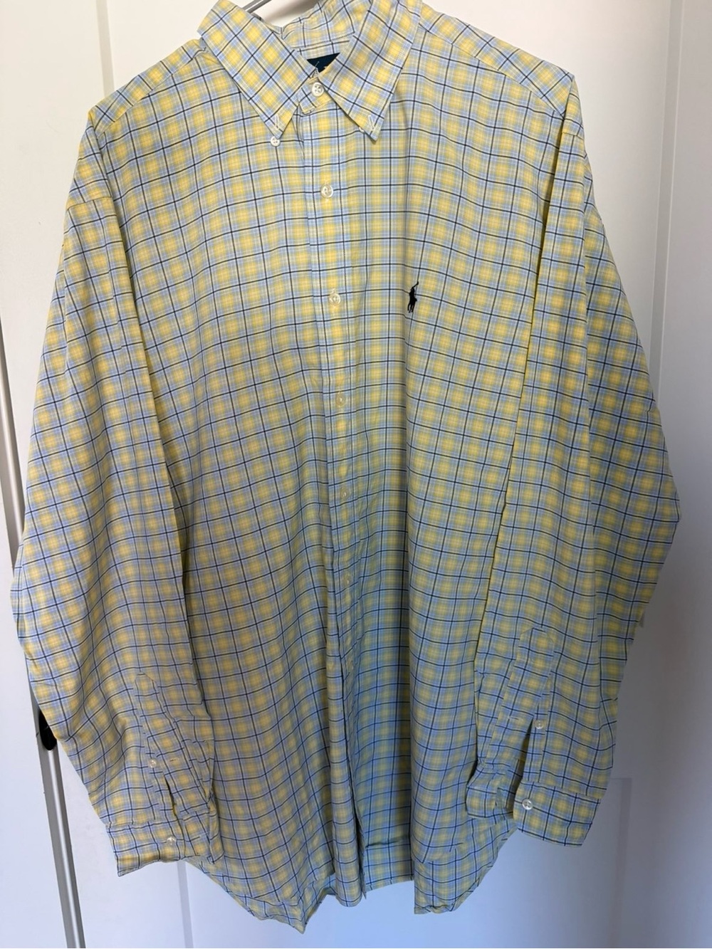 Ralph Lauren Yellow and Light Blue Plaid Button-Down Shirt